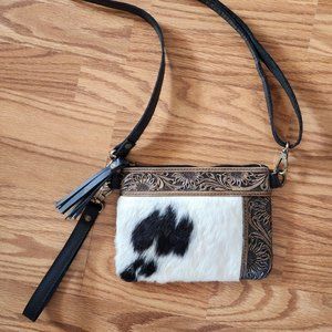 Genuine Handmade Cowhide Leather Designed Edge Crossbody Bag
